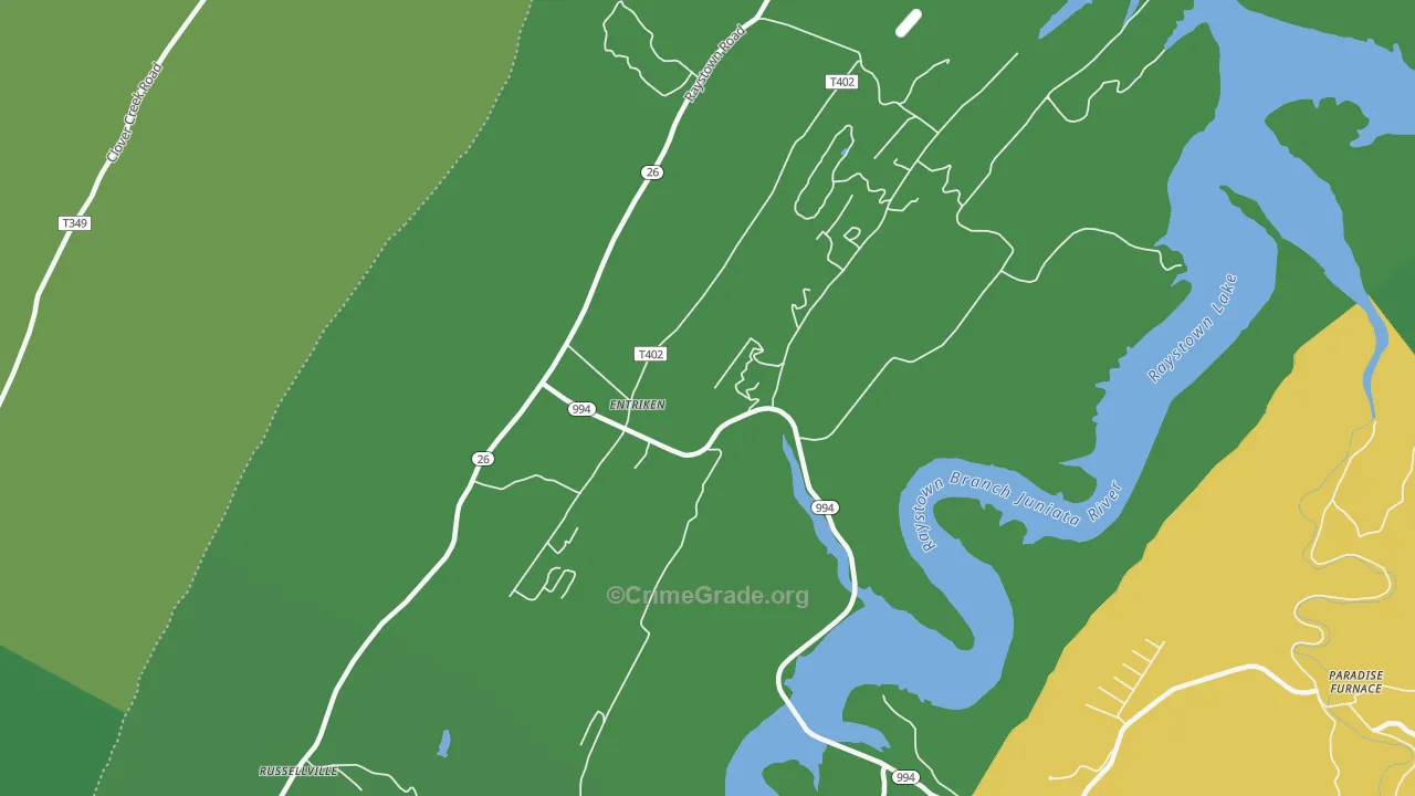 Entriken, PA Map of Vehicle Theft Rates