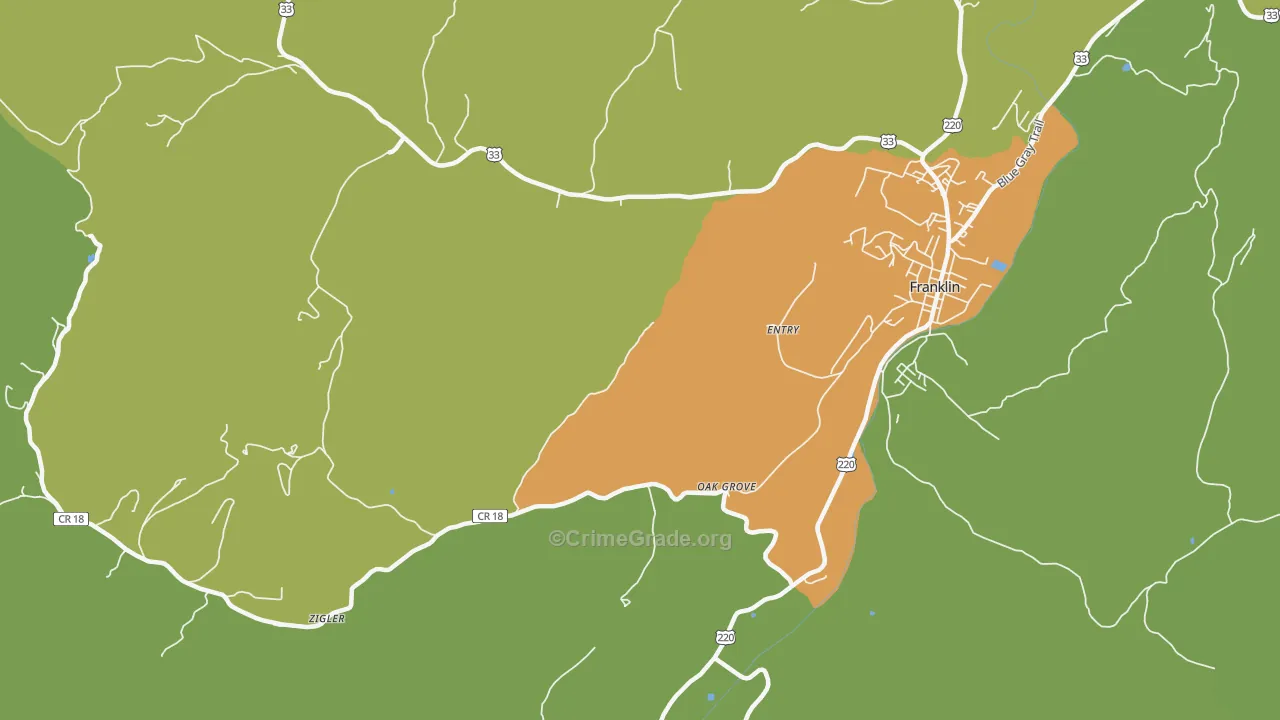 Entry, WV Map of Vehicle Theft Rates
