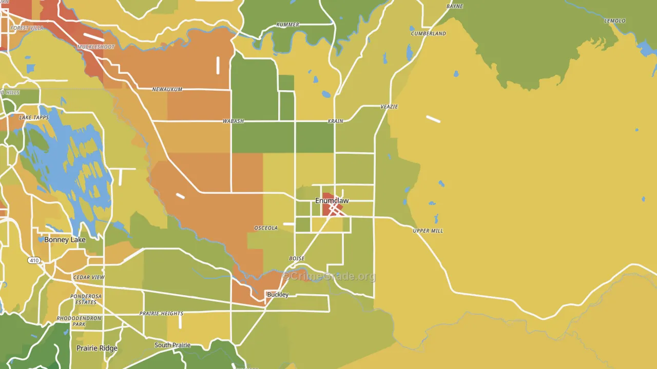Enumclaw, WA Map of Vehicle Theft Rates