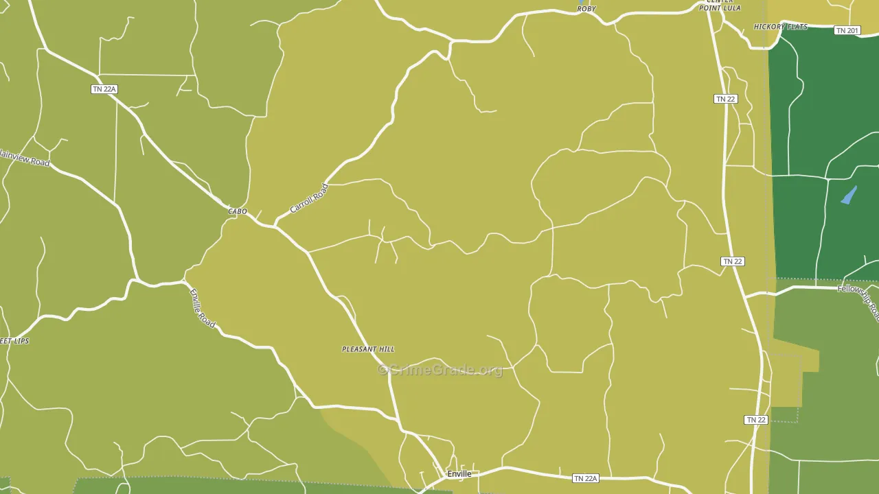 Enville, TN Map of Vehicle Theft Rates