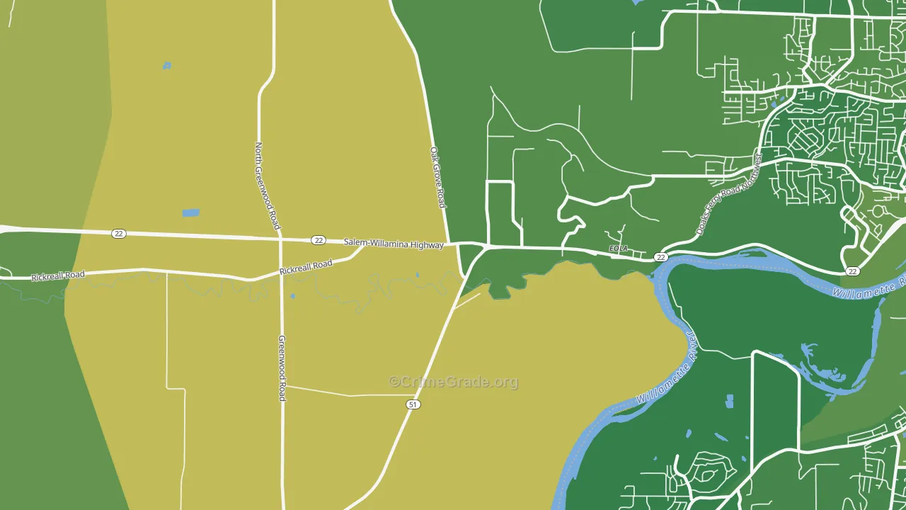 Eola, OR Map of Vehicle Theft Rates