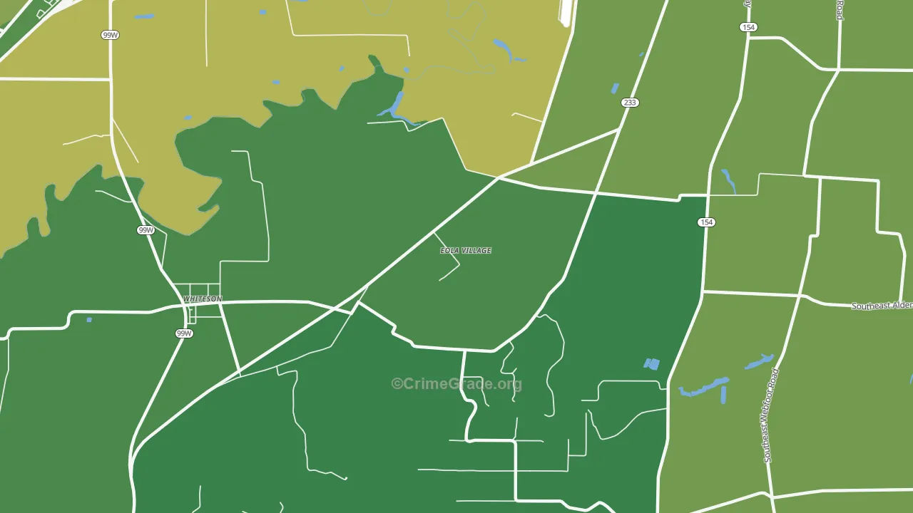 Eola Village, OR Map of Vehicle Theft Rates