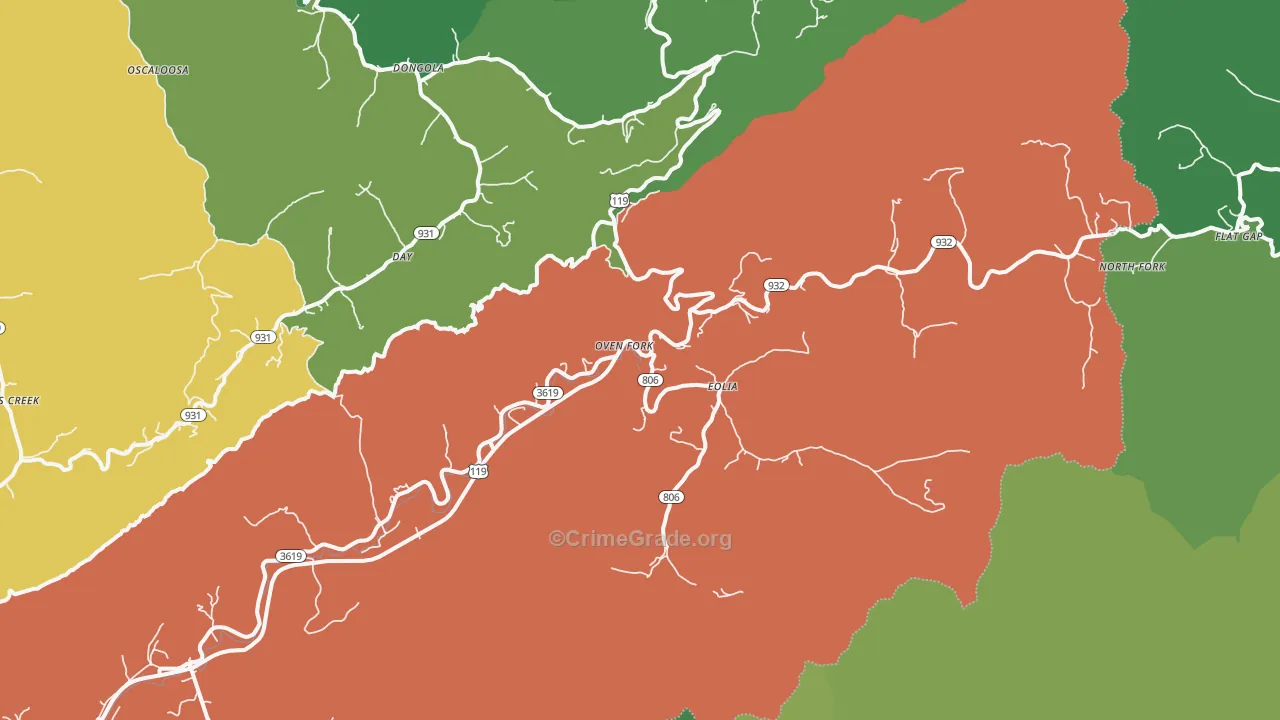 Eolia, KY Map of Vehicle Theft Rates