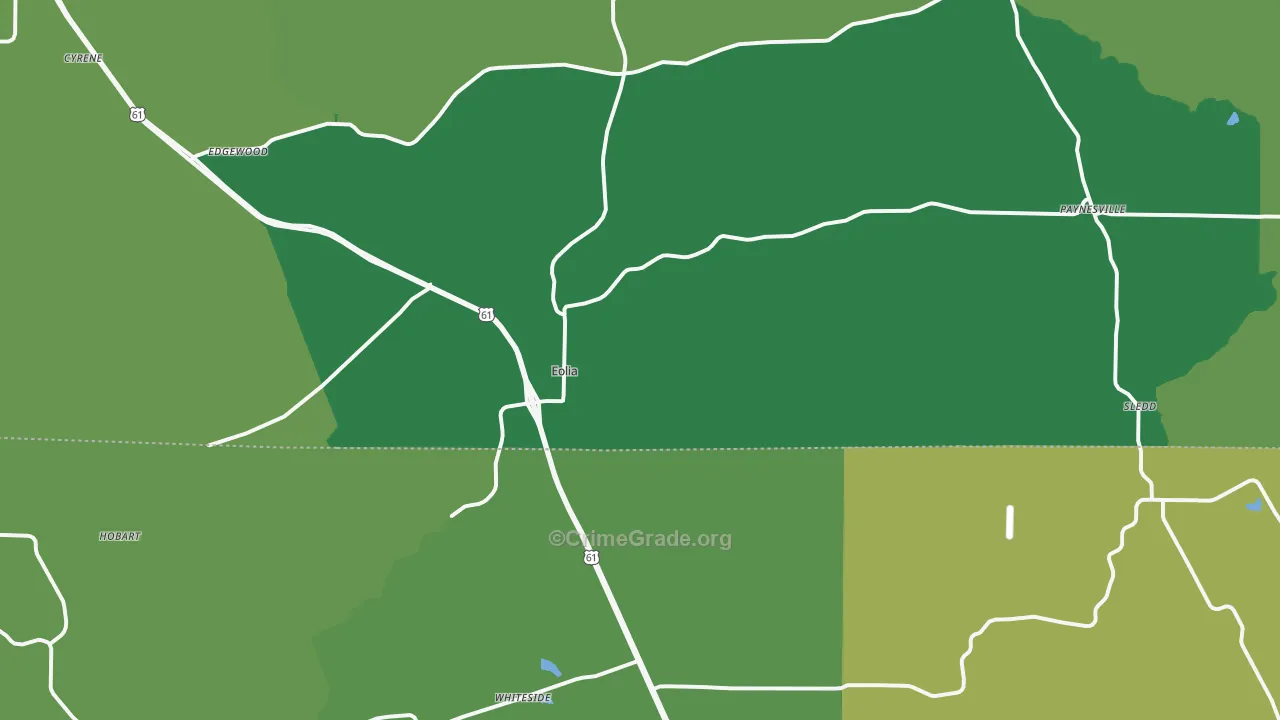 Eolia, MO Map of Vehicle Theft Rates