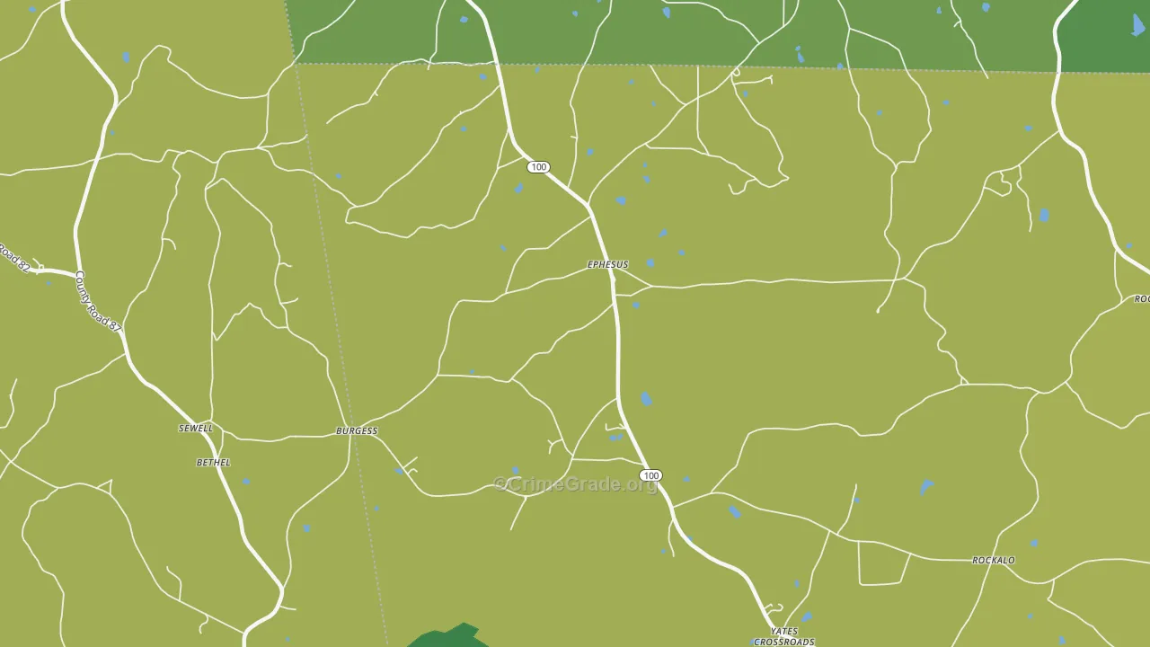 Ephesus, GA Map of Vehicle Theft Rates