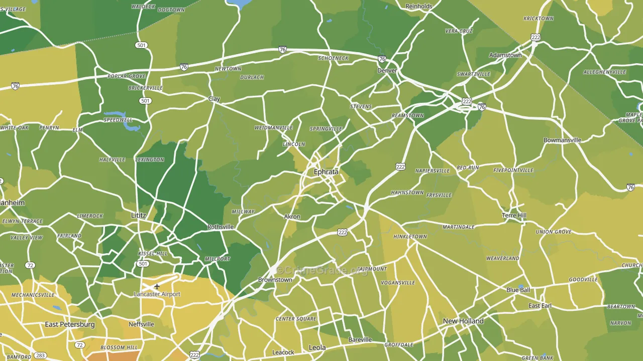 Ephrata, PA Map of Vehicle Theft Rates