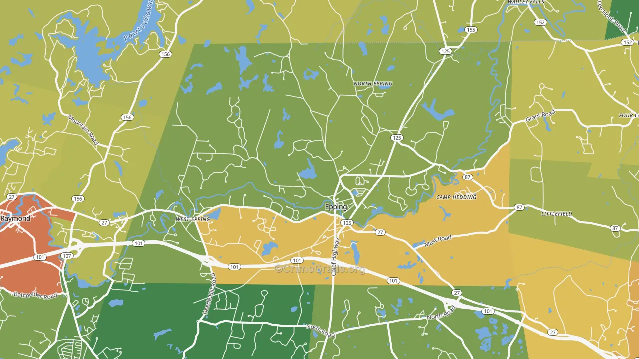 Epping, NH Map of Vehicle Theft Rates