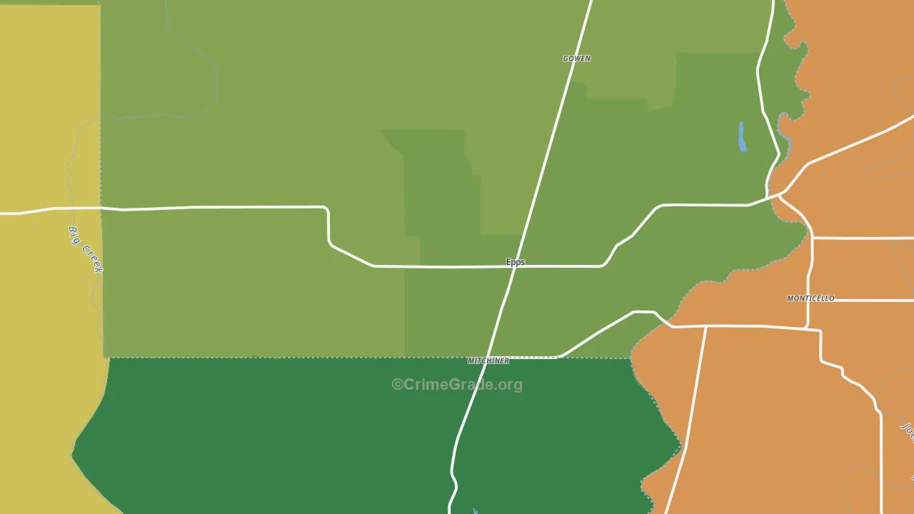 Epps, LA Map of Vehicle Theft Rates
