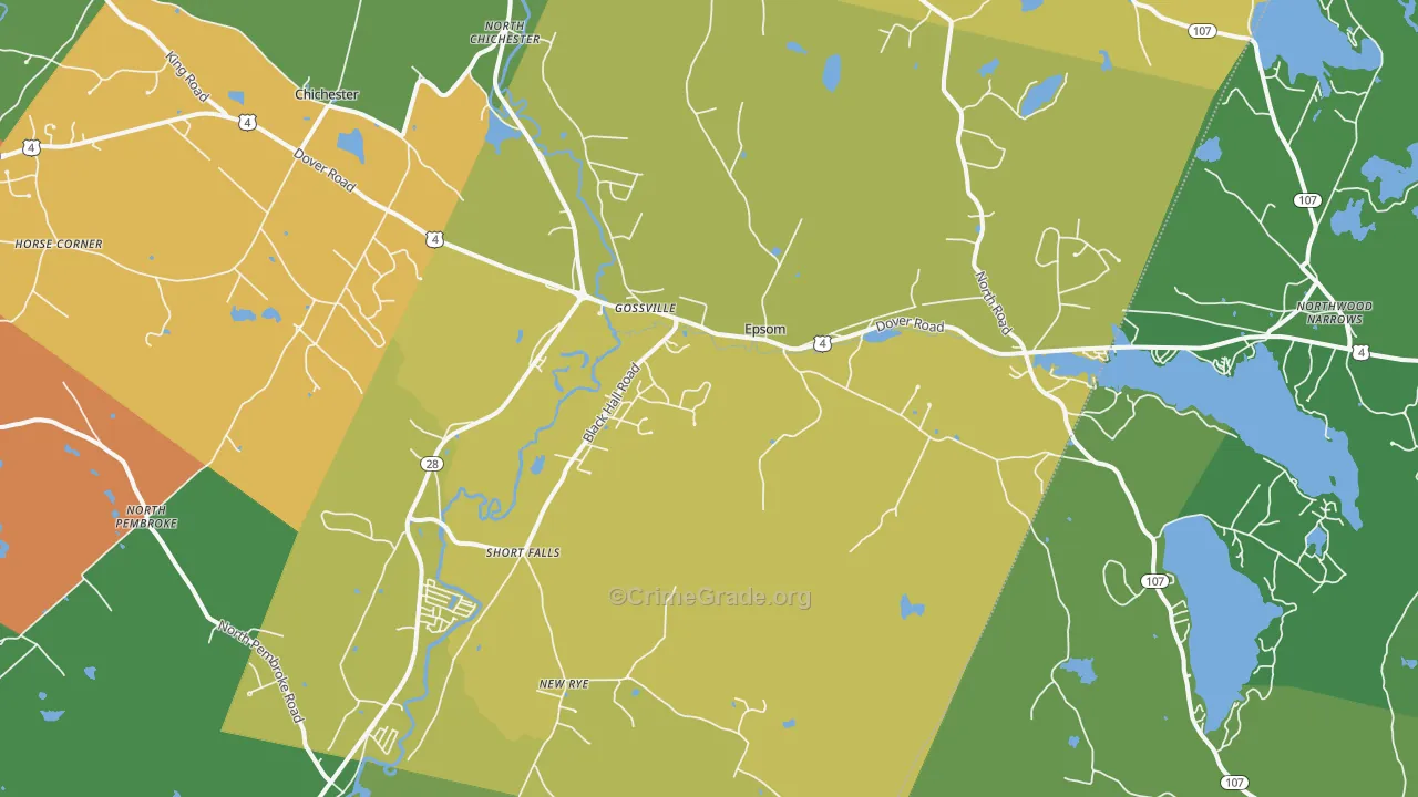 Epsom, NH Map of Vehicle Theft Rates