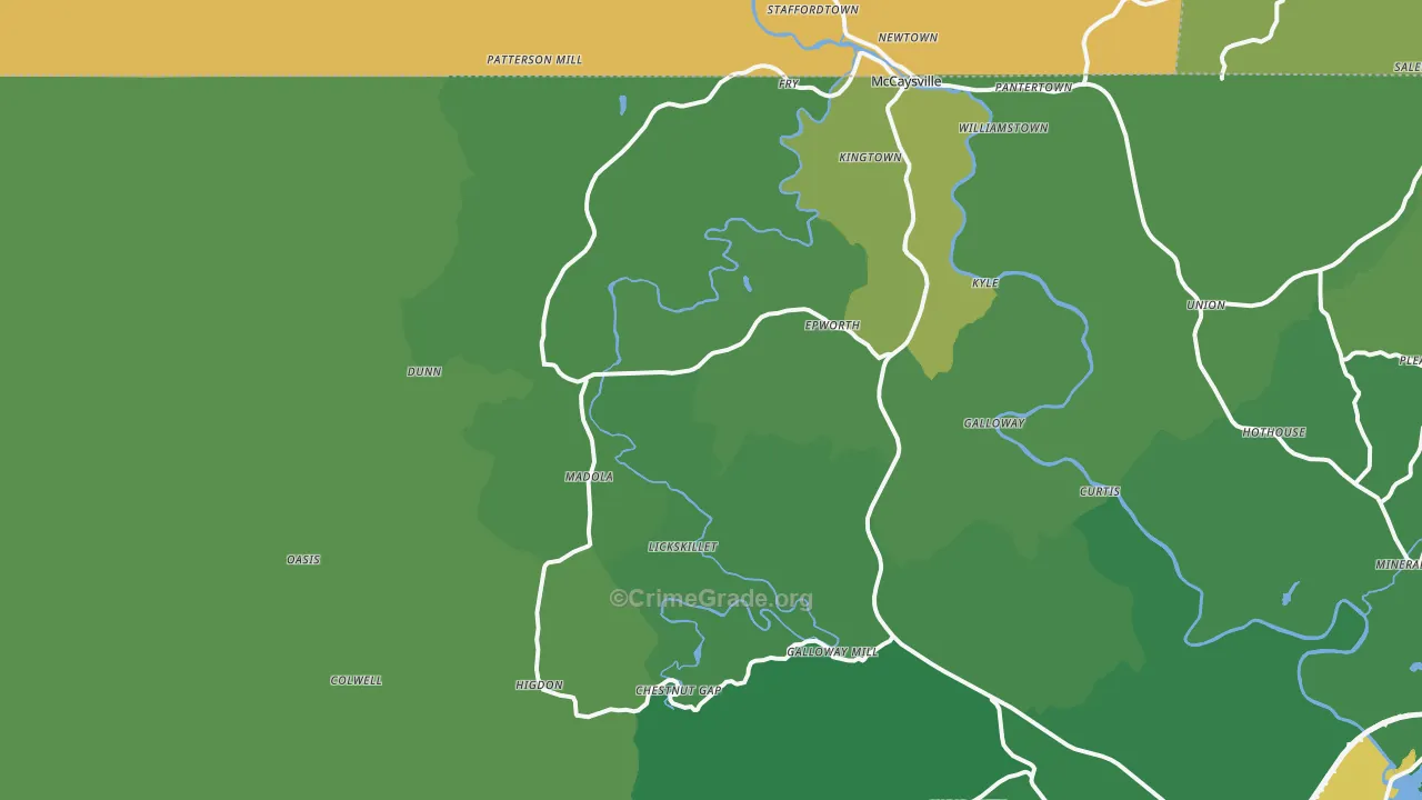 Epworth, GA Map of Vehicle Theft Rates
