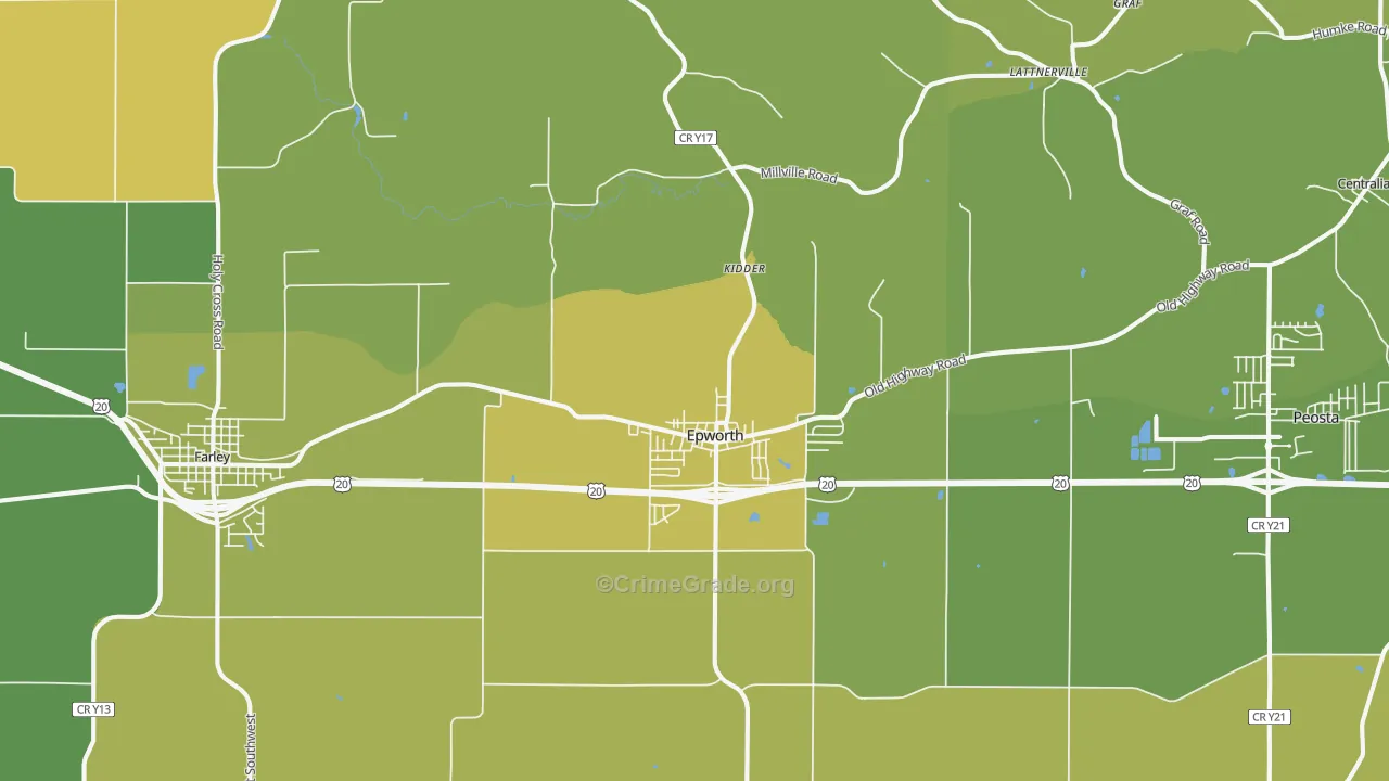 Epworth, IA Map of Vehicle Theft Rates