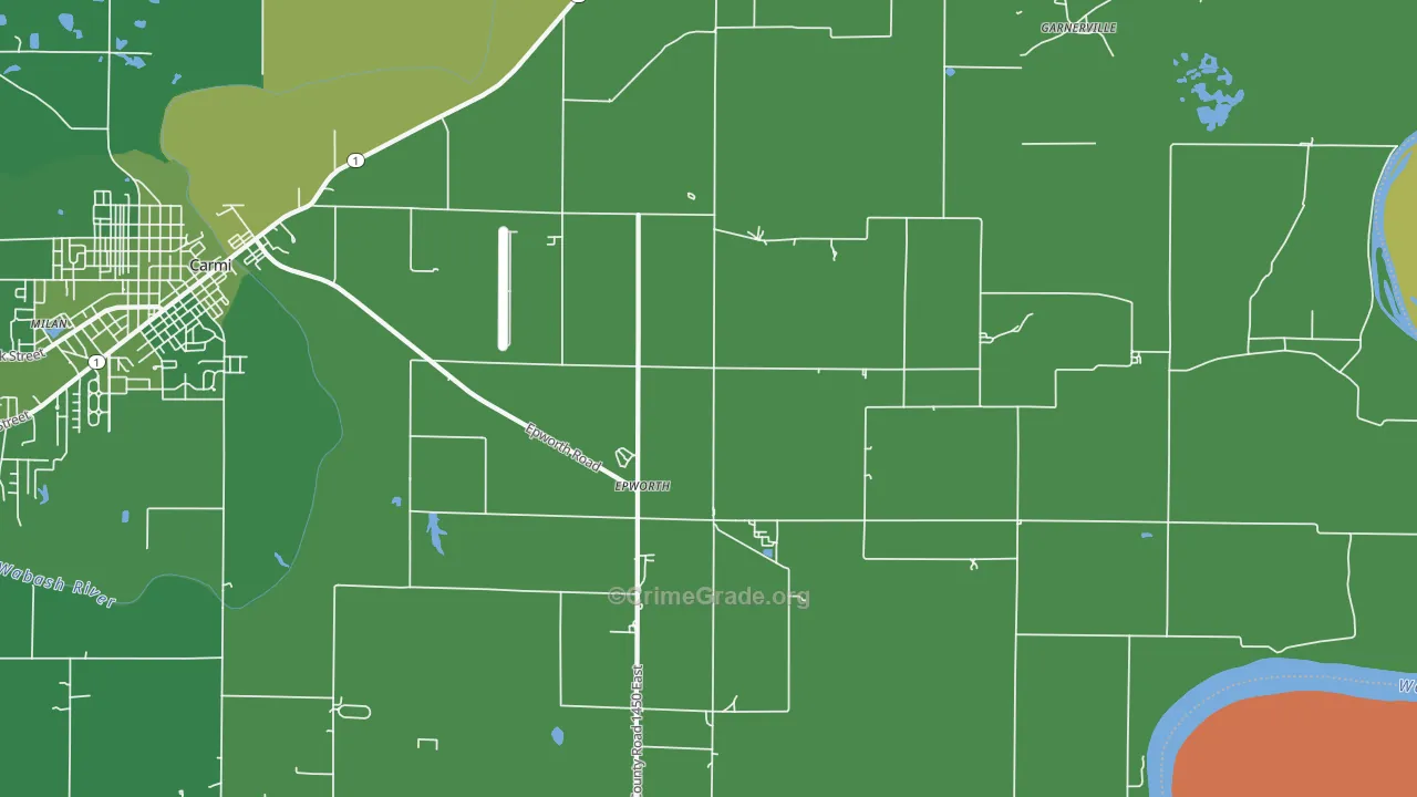 Epworth, IL Map of Vehicle Theft Rates