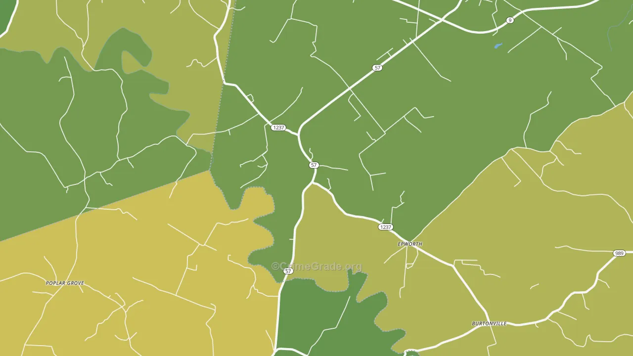 Epworth, KY Map of Vehicle Theft Rates