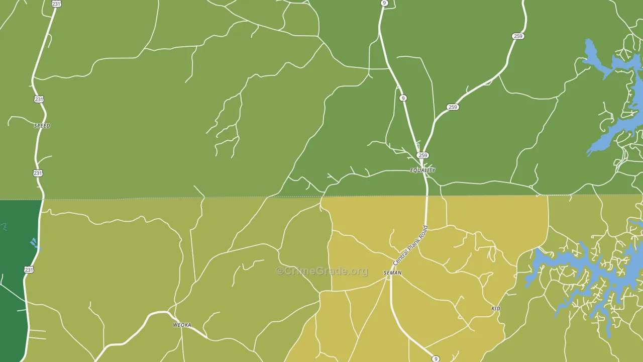 Equality, AL Map of Vehicle Theft Rates
