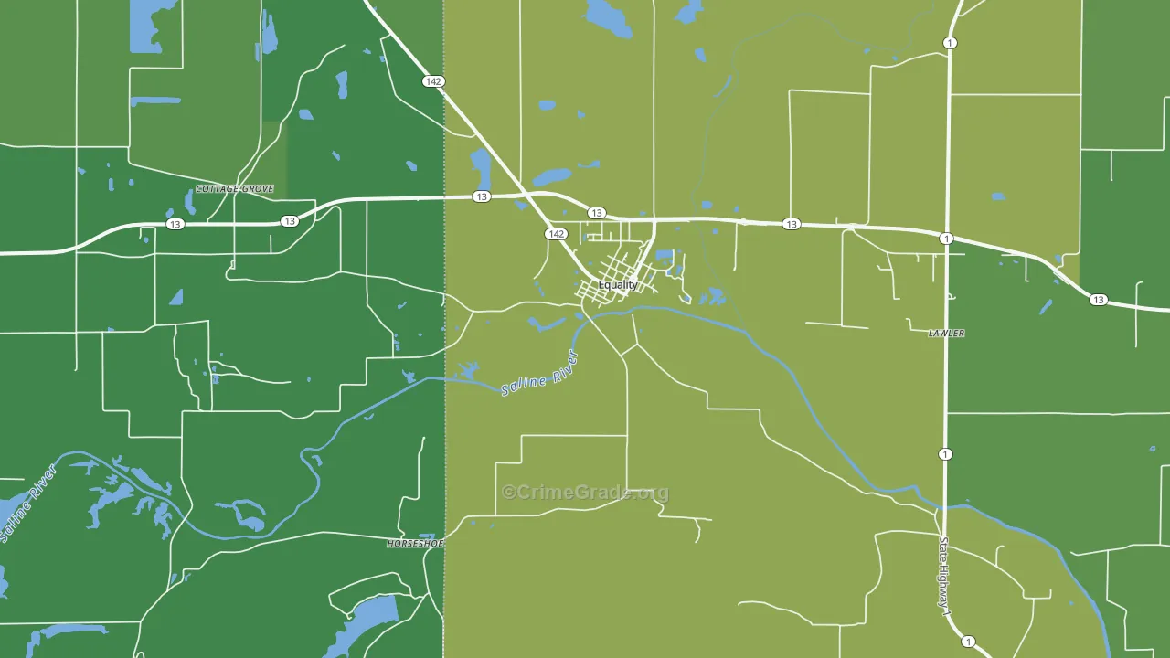 Equality, IL Map of Vehicle Theft Rates