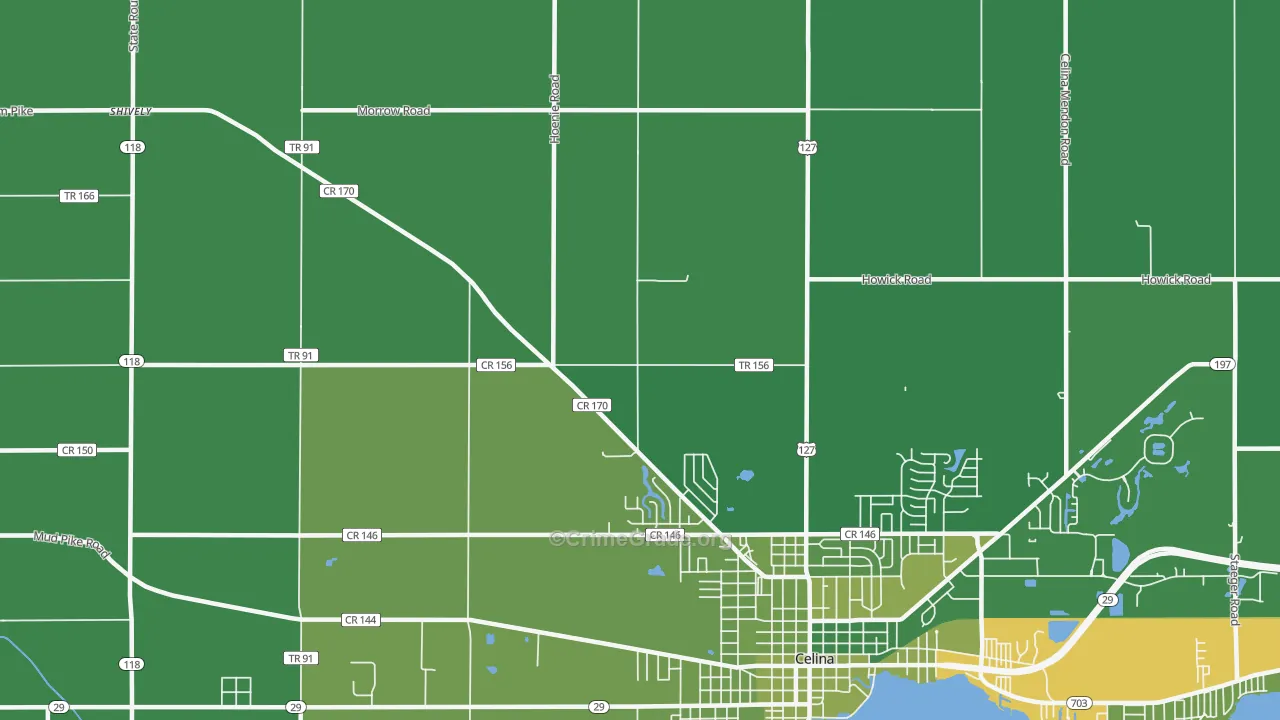 Erastus, OH Map of Vehicle Theft Rates