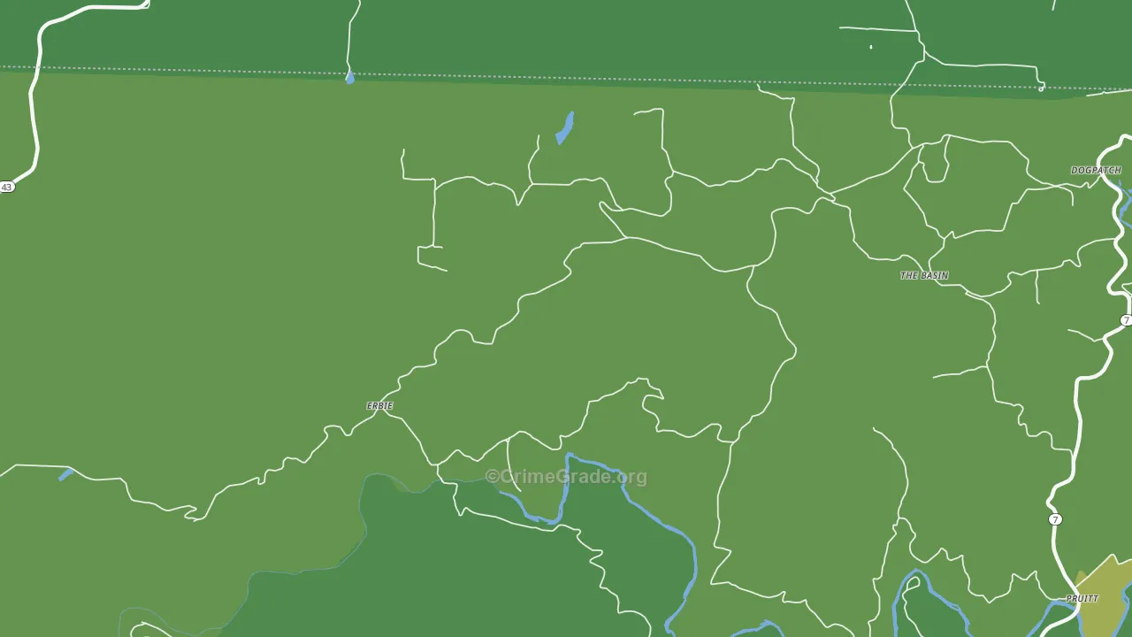 Erbie, AR Map of Vehicle Theft Rates