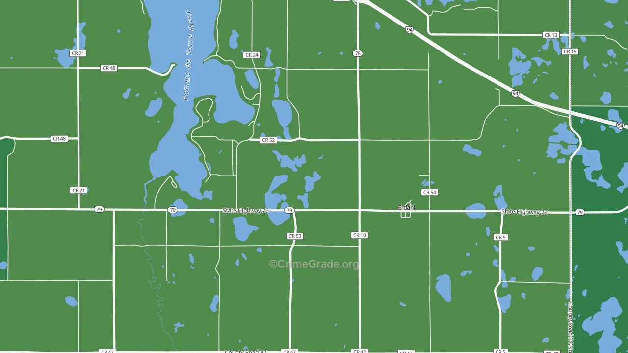 Erdahl, MN Map of Vehicle Theft Rates