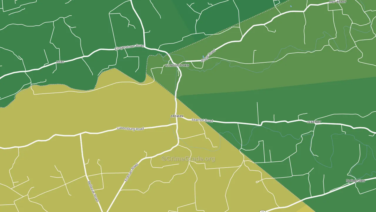 Erdman, PA Map of Vehicle Theft Rates