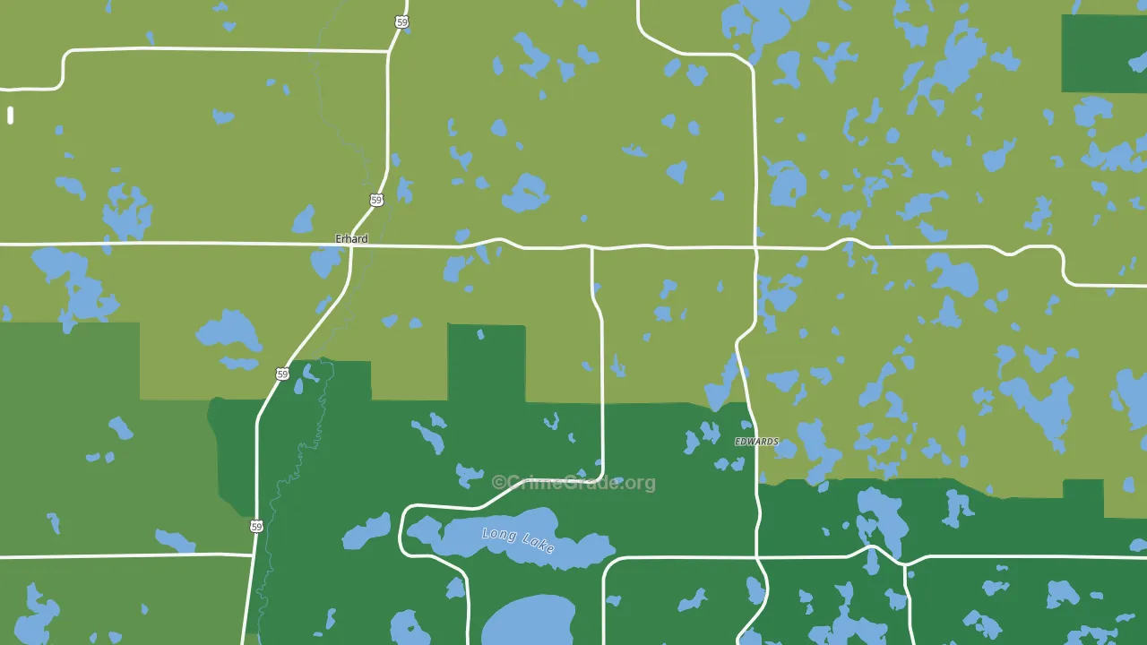 Erhard, MN Map of Vehicle Theft Rates
