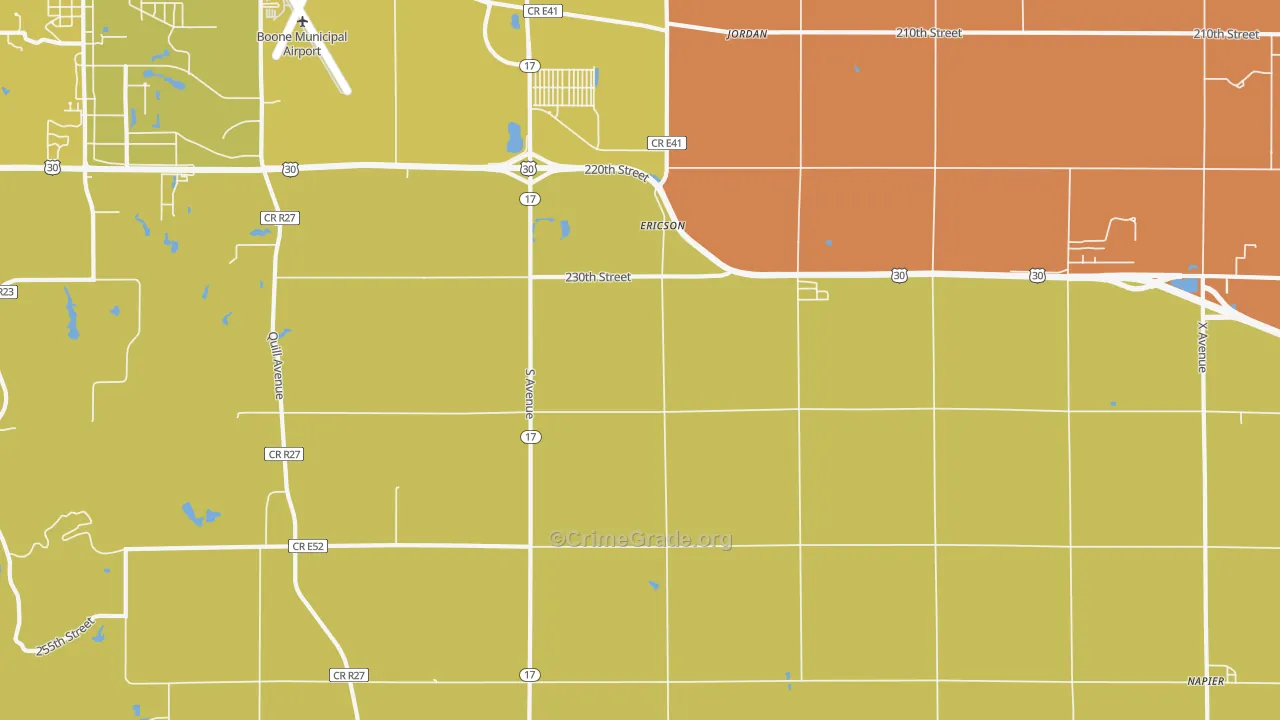 Ericson, IA Map of Vehicle Theft Rates