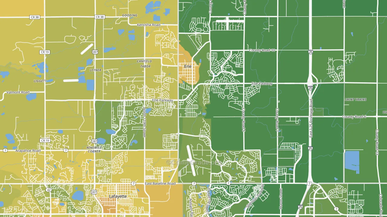 Erie, CO Map of Vehicle Theft Rates