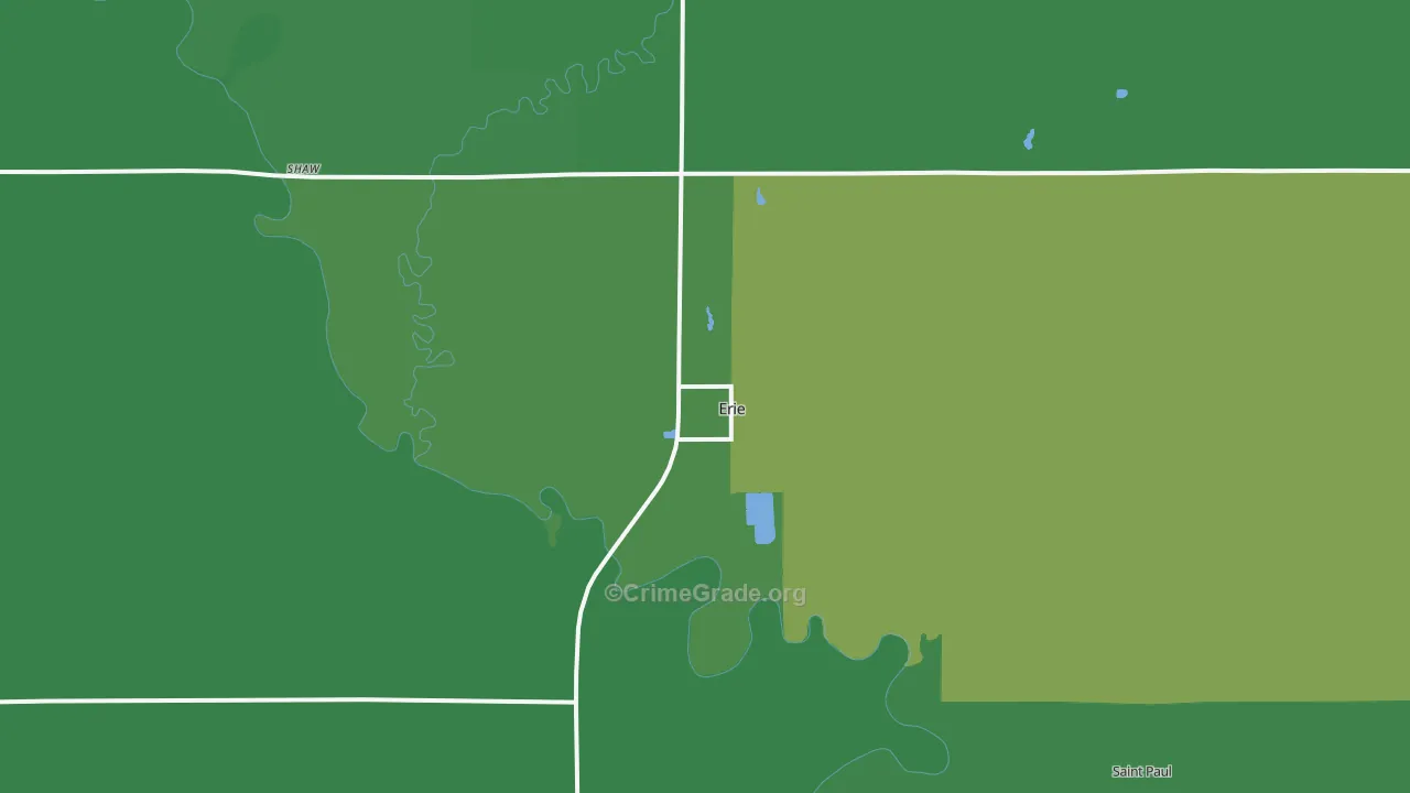Erie, KS Map of Vehicle Theft Rates