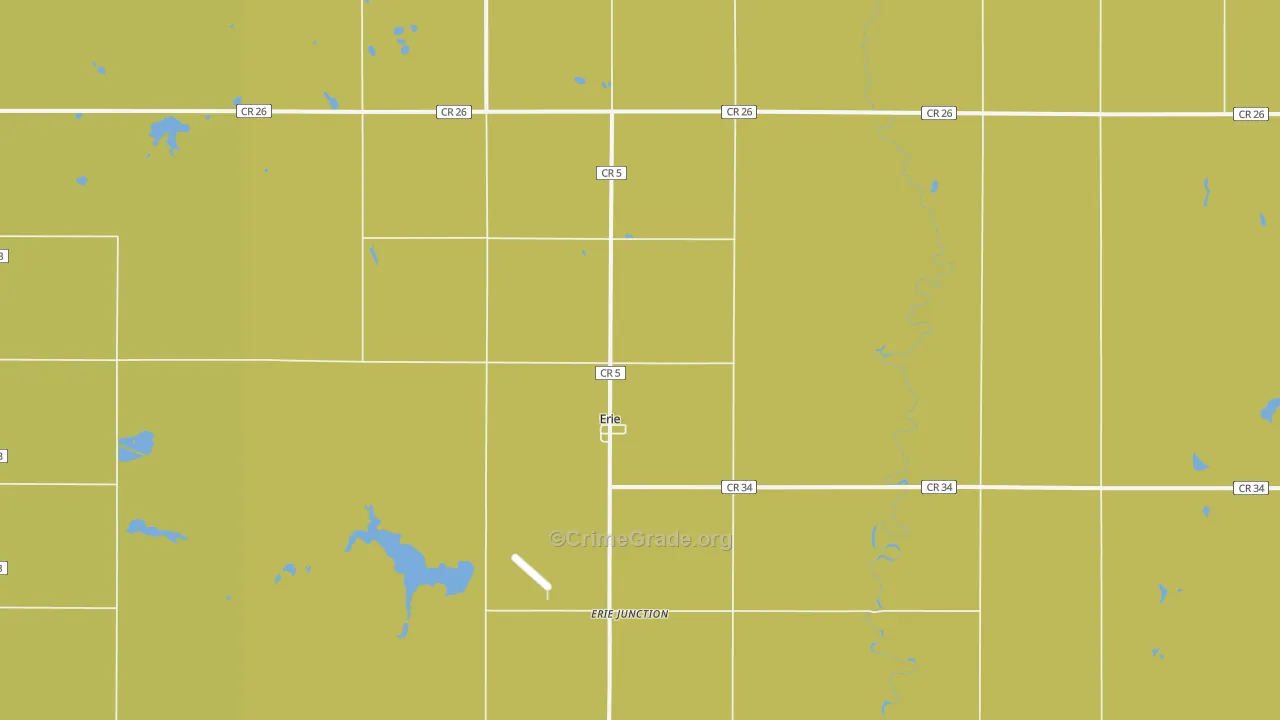 Erie, ND Map of Vehicle Theft Rates