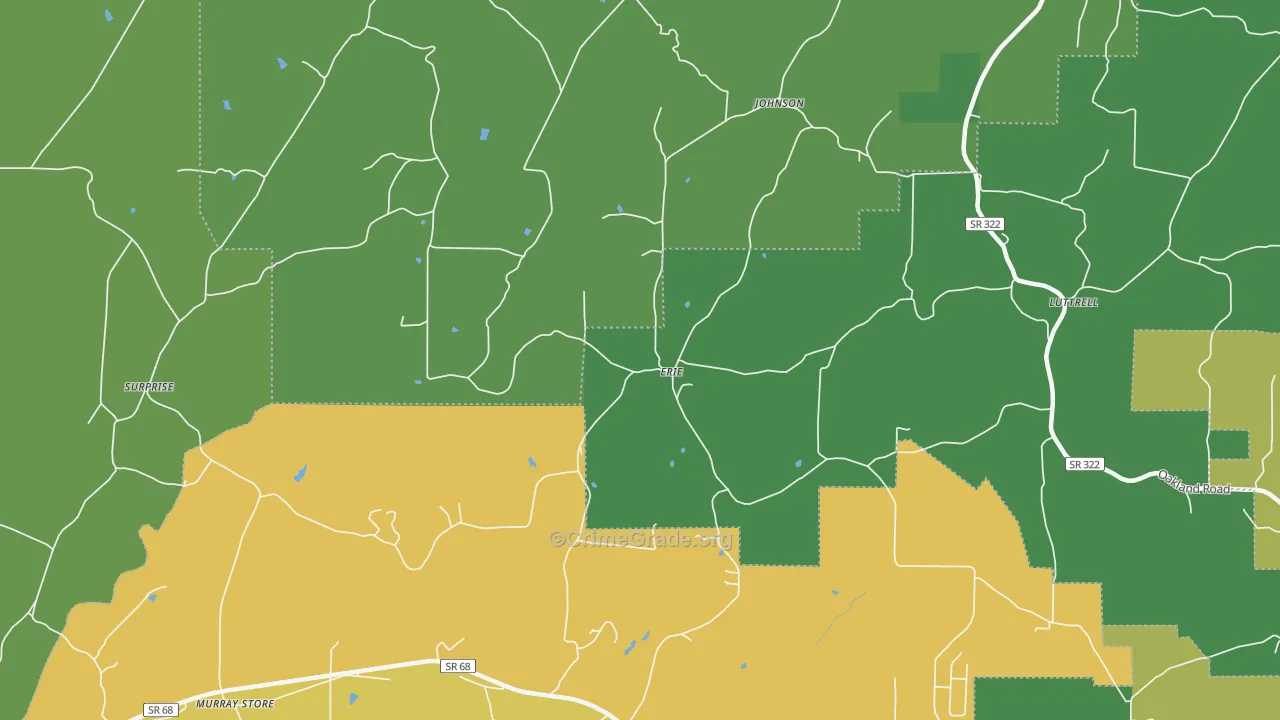 Erie, TN Map of Vehicle Theft Rates