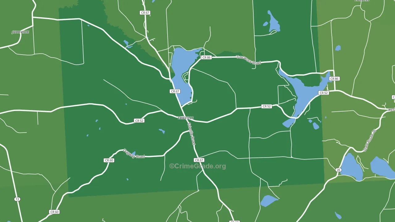 Erieville, NY Map of Vehicle Theft Rates