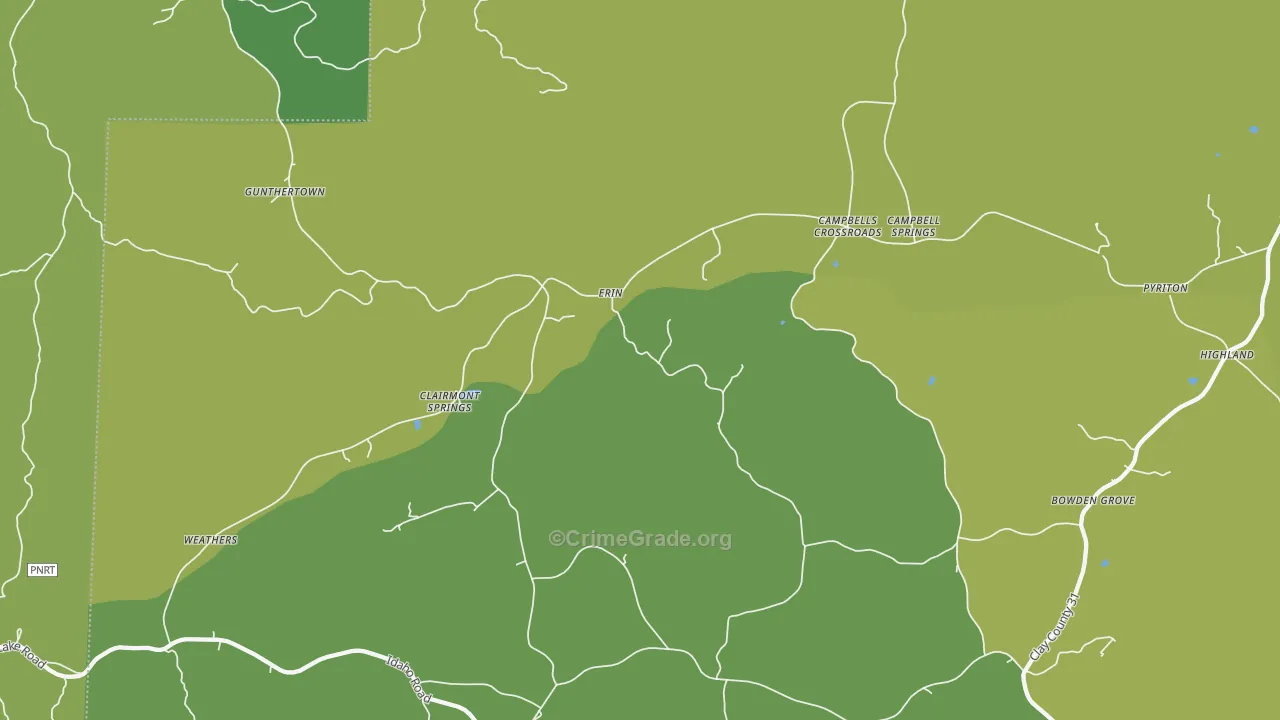 Erin, AL Map of Vehicle Theft Rates