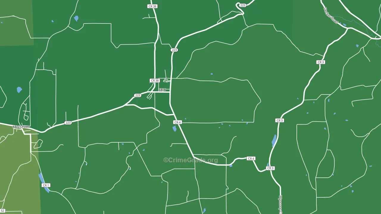 Erin, NY Map of Vehicle Theft Rates