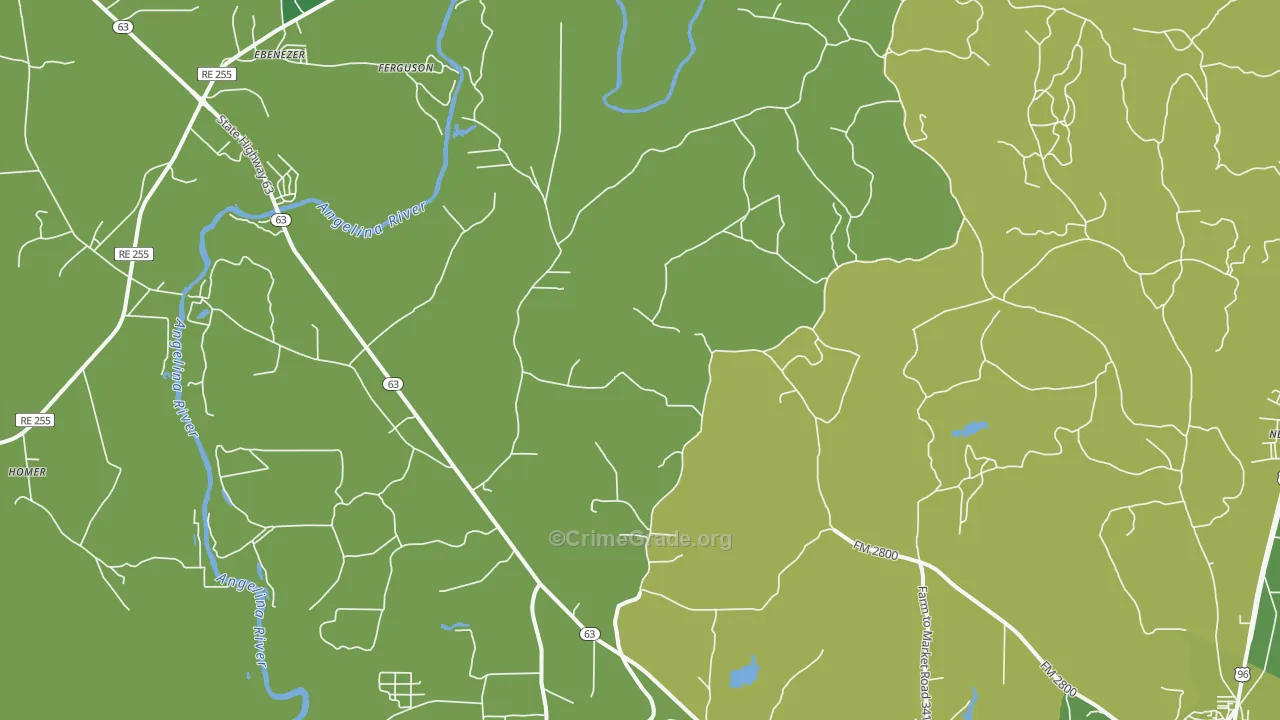 Erin, TX Map of Vehicle Theft Rates
