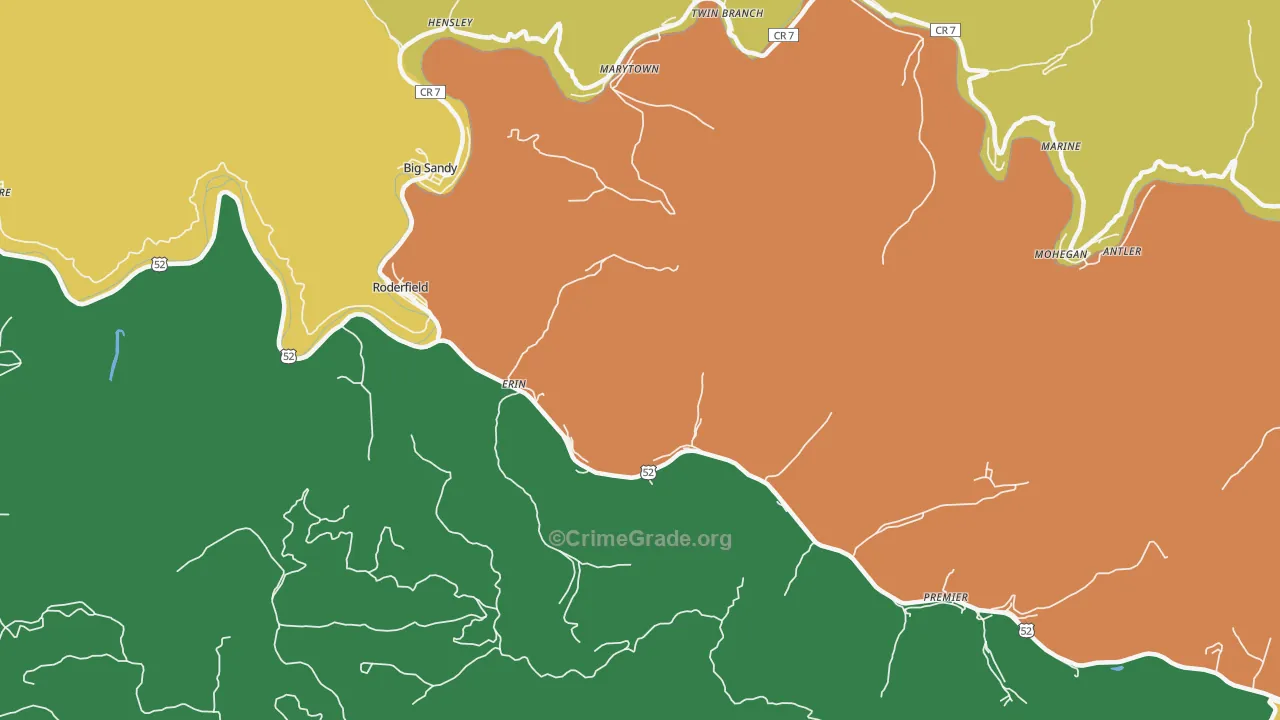 Erin, WV Map of Vehicle Theft Rates