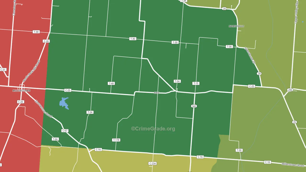 Eris, OH Map of Vehicle Theft Rates