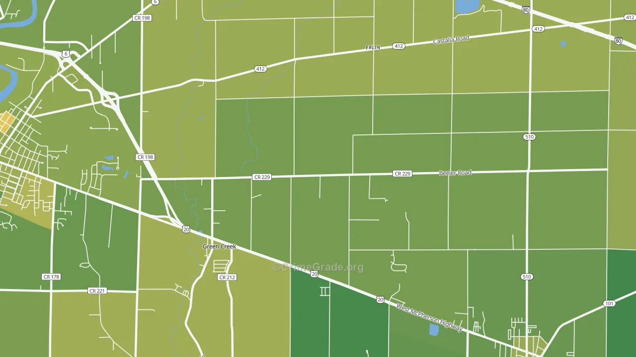 Erlin, OH Map of Vehicle Theft Rates