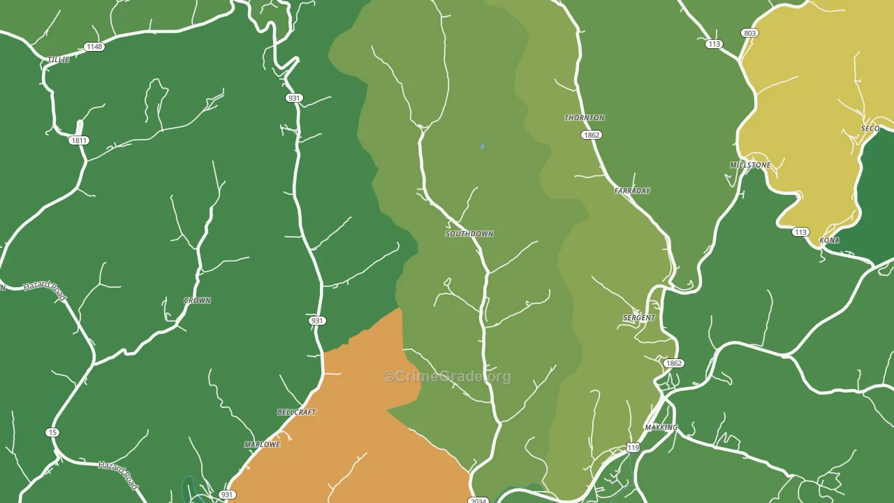 Ermine, KY Map of Vehicle Theft Rates