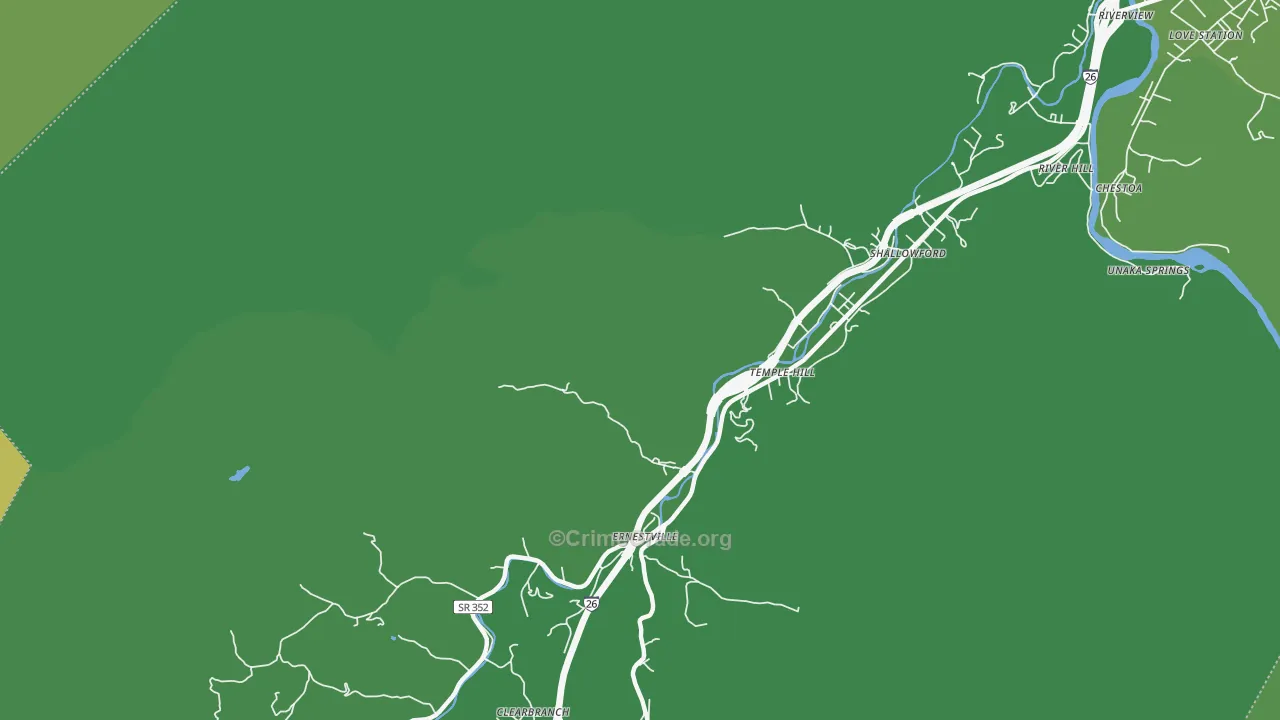 Ernestville, TN Map of Vehicle Theft Rates