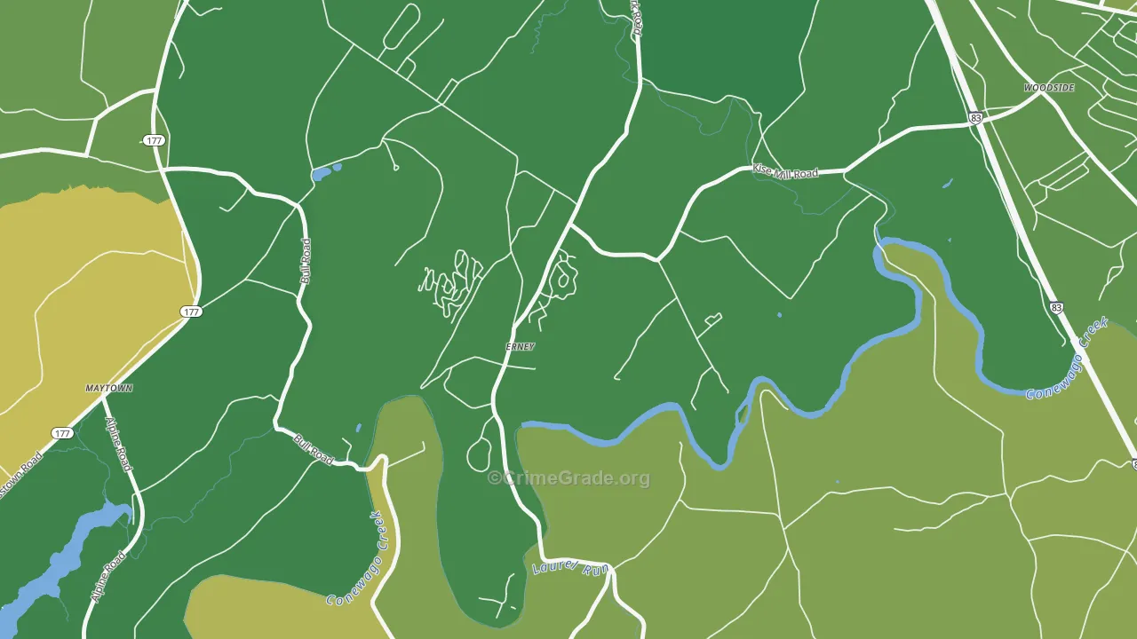 Erney, PA Map of Vehicle Theft Rates