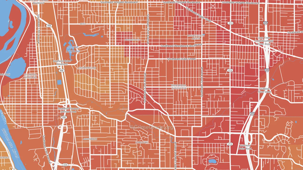 Errol Heights, Portland, OR Map of Vehicle Theft Rates