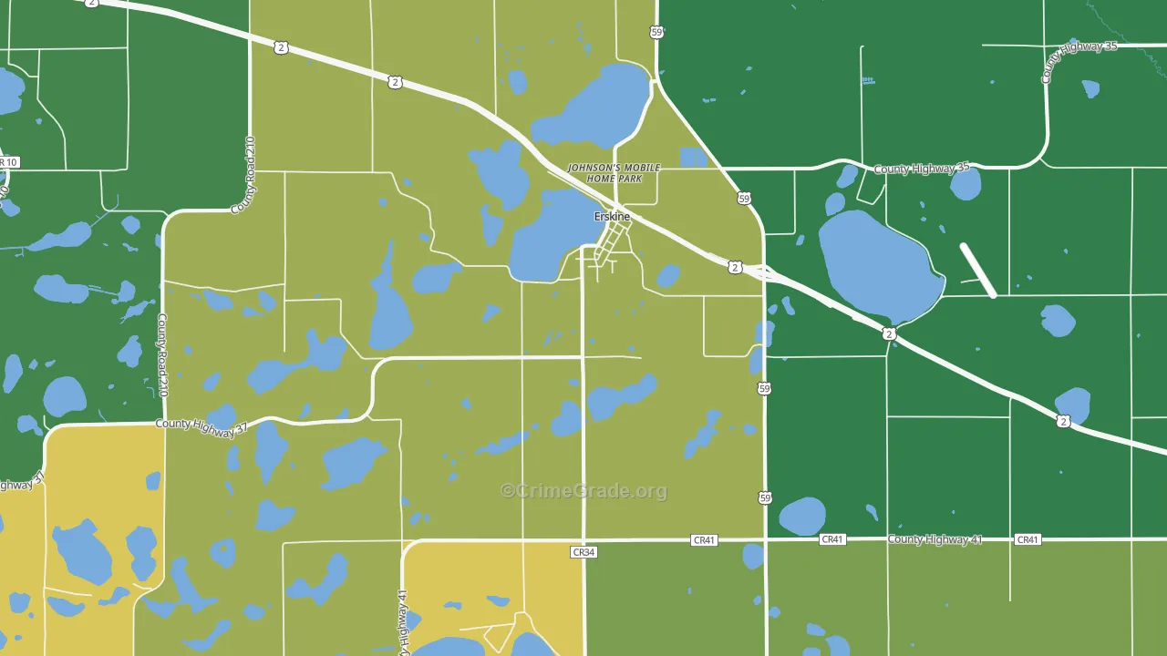 Erskine, MN Map of Vehicle Theft Rates