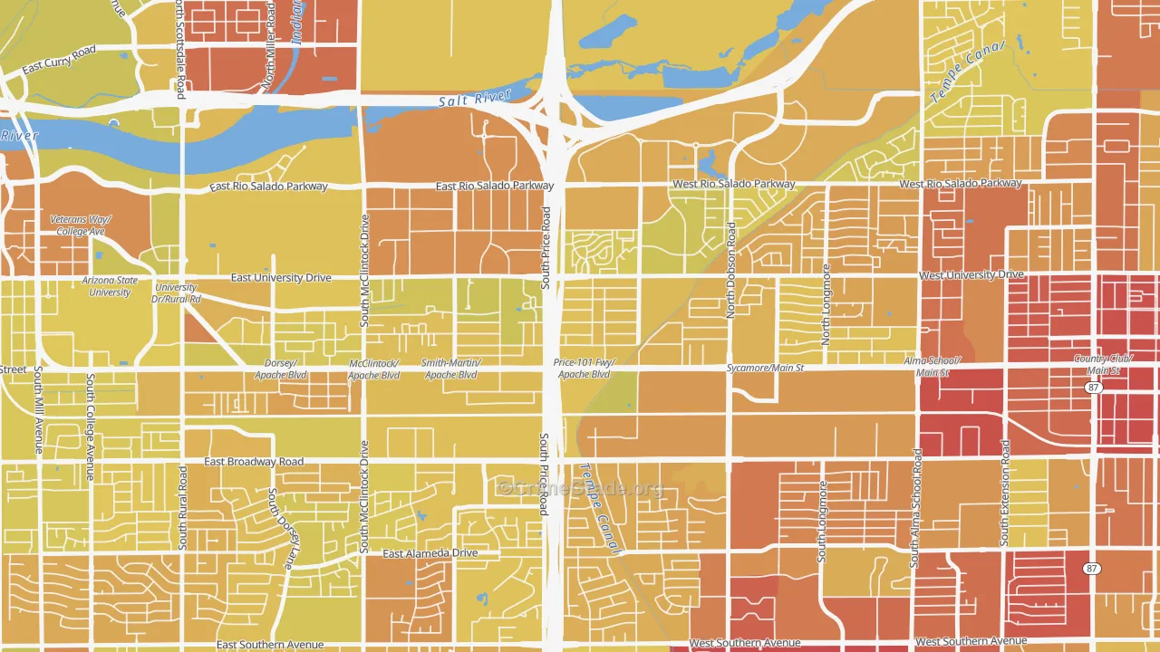 Escalante, Tempe, AZ Map of Vehicle Theft Rates