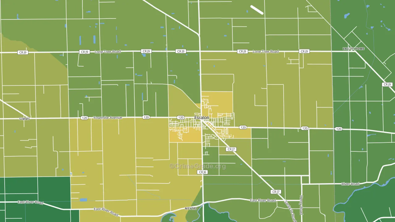 Escalon, CA Map of Vehicle Theft Rates