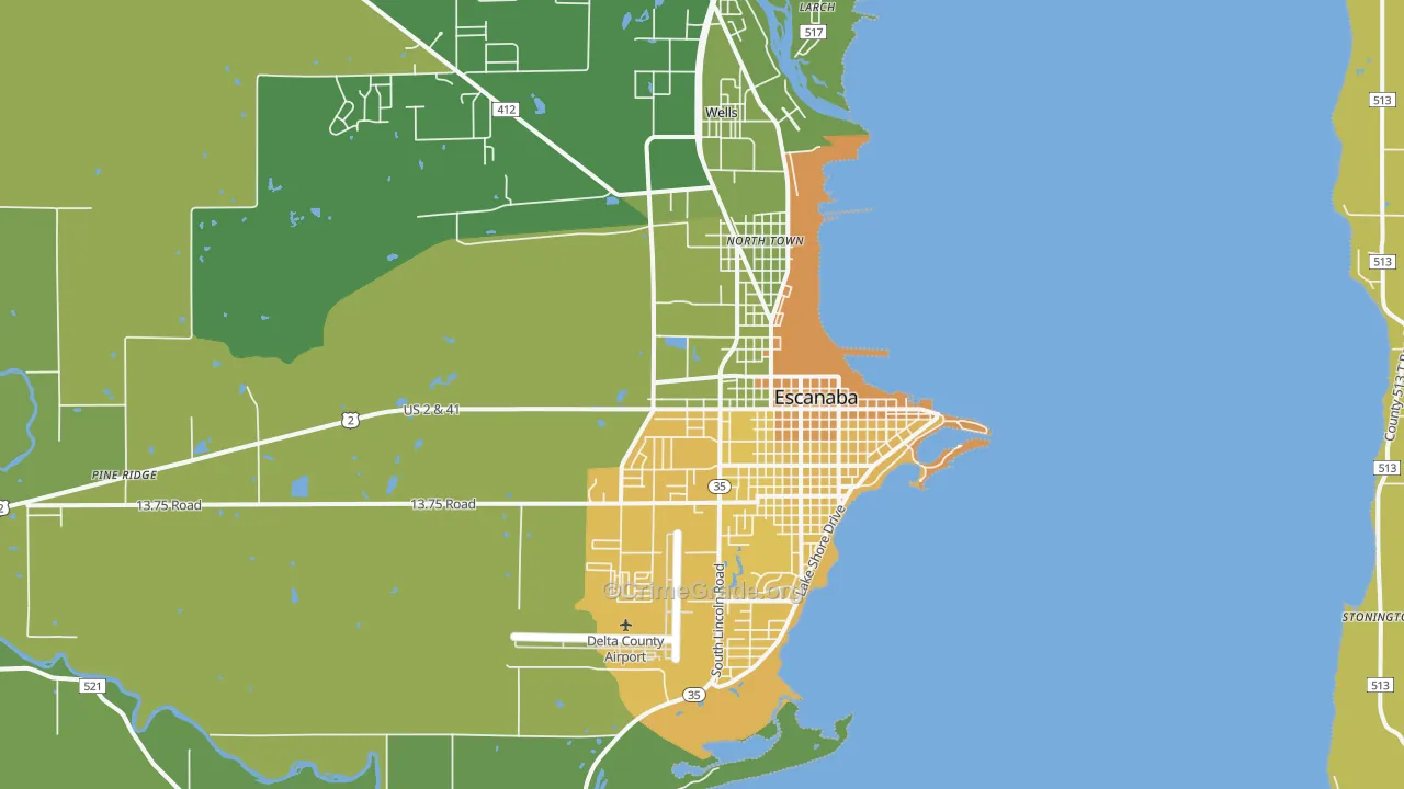 Escanaba, MI Map of Vehicle Theft Rates