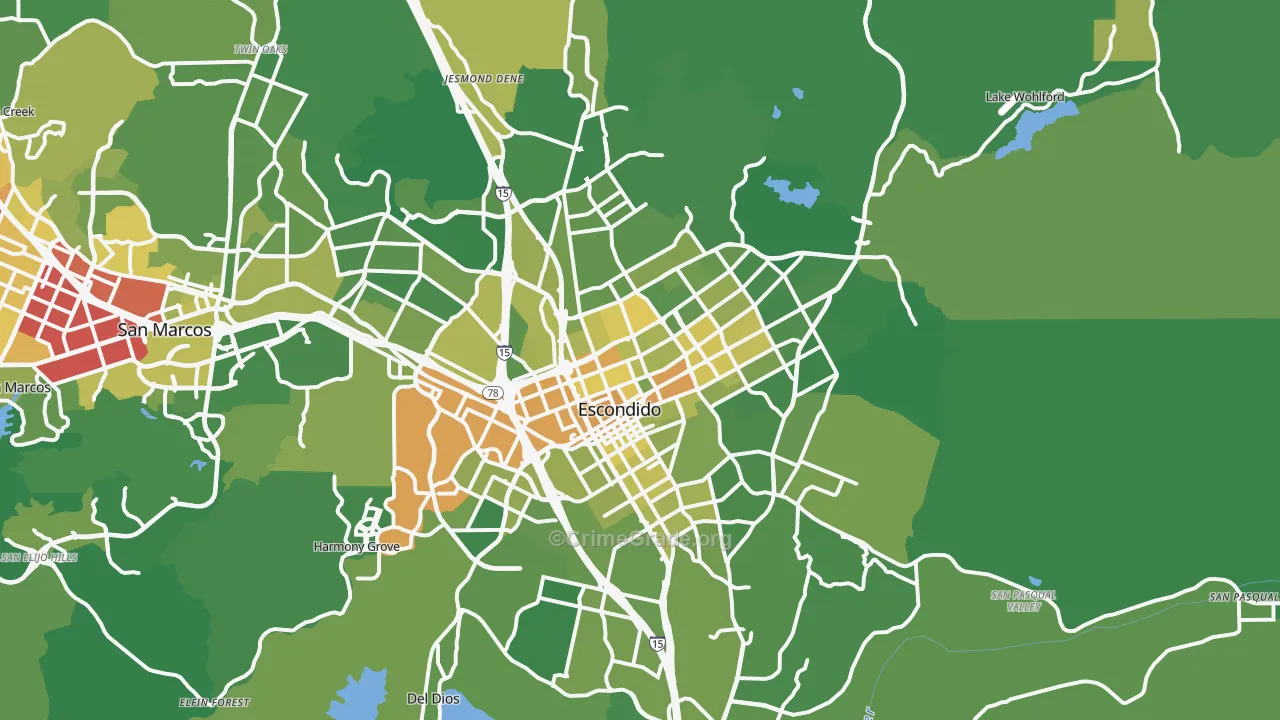 Escondido, CA Map of Vehicle Theft Rates