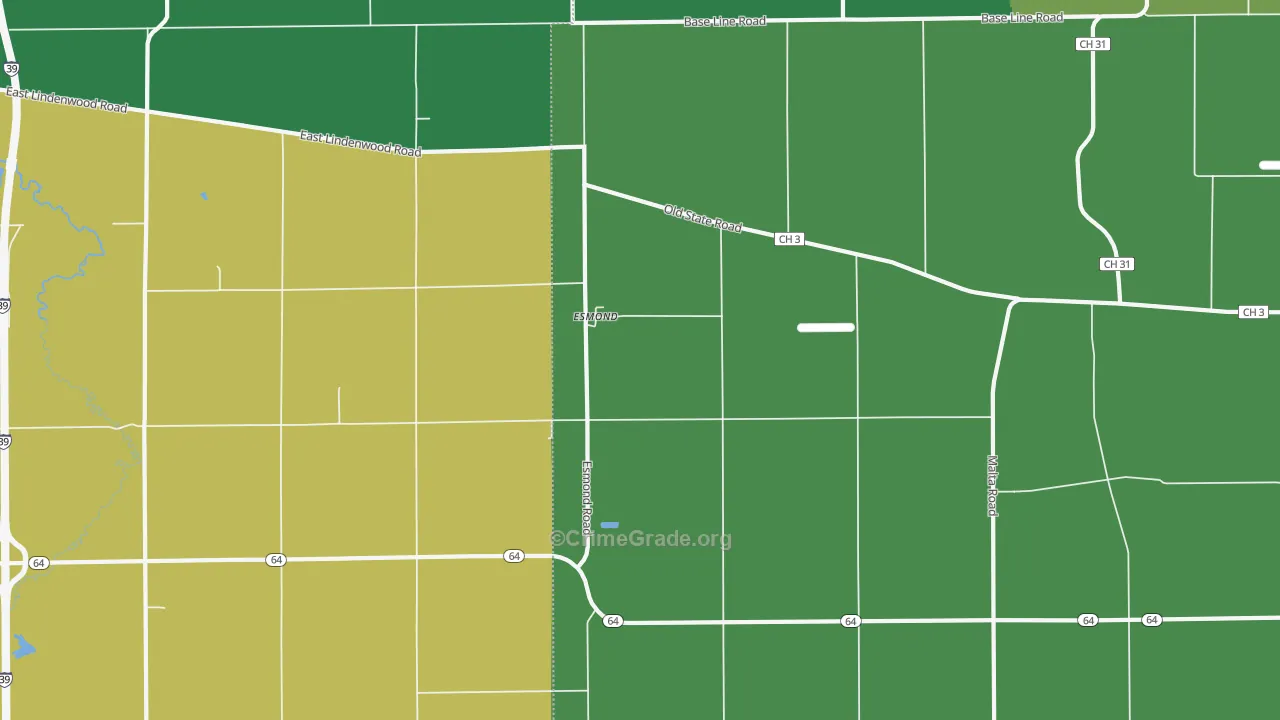Esmond, IL Map of Vehicle Theft Rates