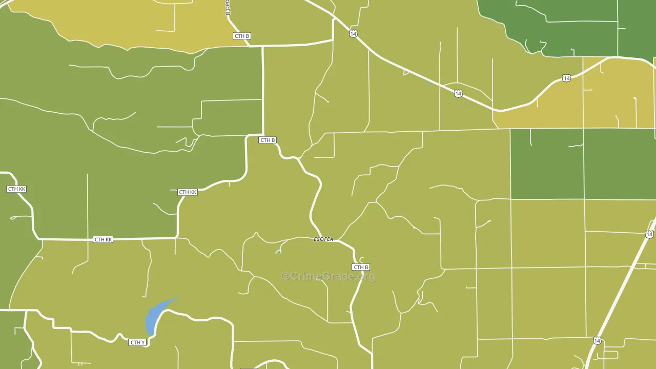 Esofea, WI Map of Vehicle Theft Rates