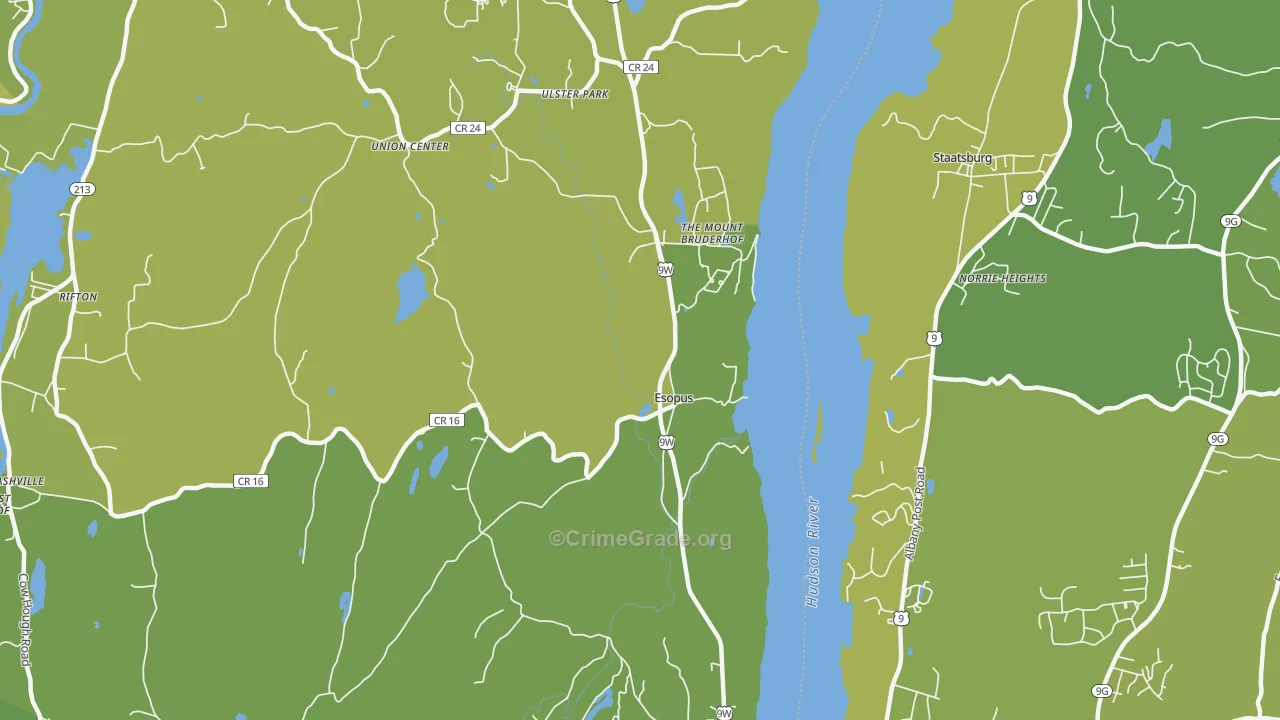 Esopus, NY Map of Vehicle Theft Rates