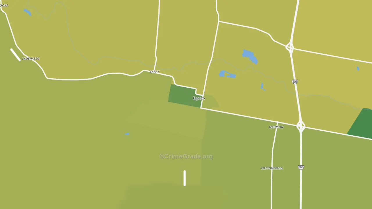 Esparto, CA Map of Vehicle Theft Rates