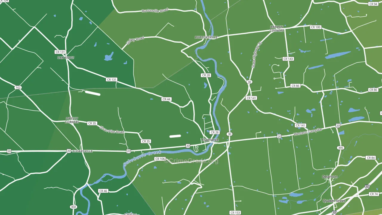 Esperance, NY Map of Vehicle Theft Rates